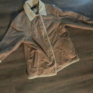 Men's Tan Performance Jacket with Shearling Collar